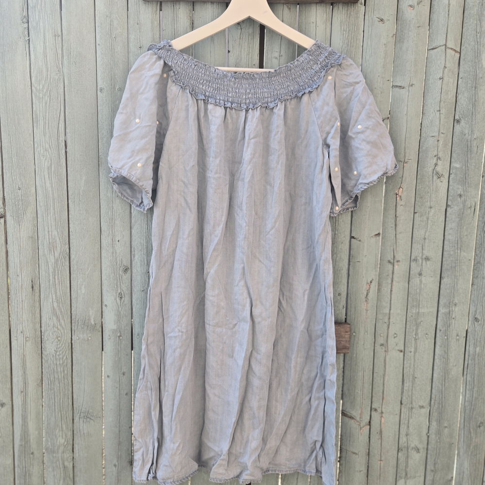 Neiman Marcus Off-Shoulder Dress with Pearl Details – Size 8 - Picture 2 of 2